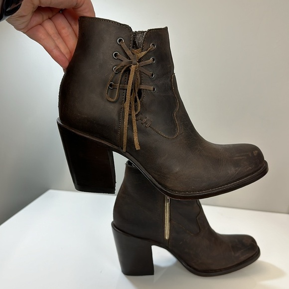 Redhawk Boot Co.Amy Leather Side Lace Ankle Boots 9 Cottagecore Prairie Western - Picture 14 of 16